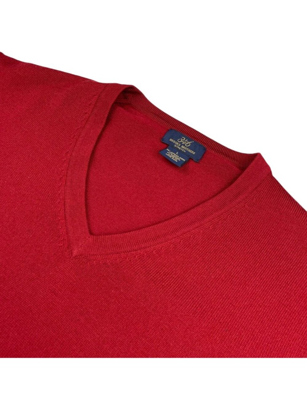 Brooks Brothers 346 Men's Wool/Nylon Stretch V-Neck Pullover Sweater Red • Large